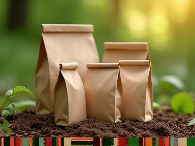Kompostierbare Kaffeeverpackungen im natürlichen Setting
